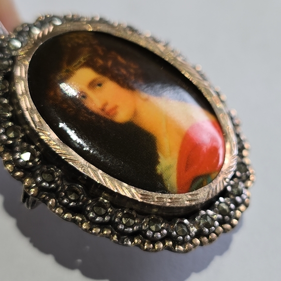 Antique Marcasite Brooch Sterling Silver - Picture 3 of 9